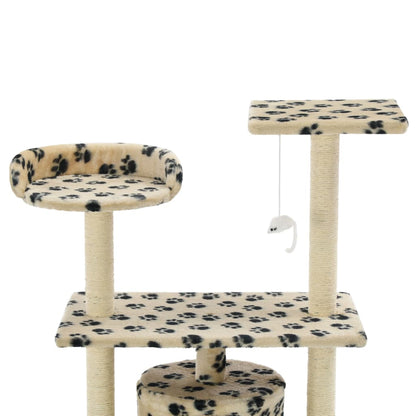 Kattenkrabpaal met sisal krabpalen 95 cm pootafdrukken beige Beige met pootafdrukken