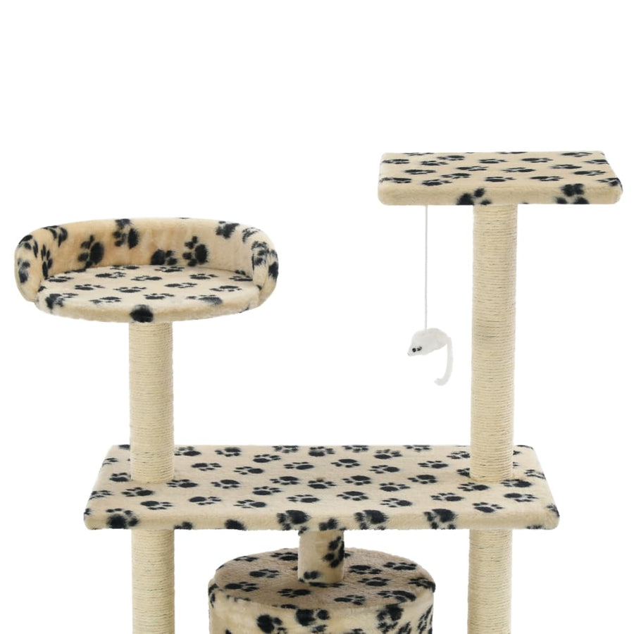 Kattenkrabpaal met sisal krabpalen 95 cm pootafdrukken beige Beige met pootafdrukken