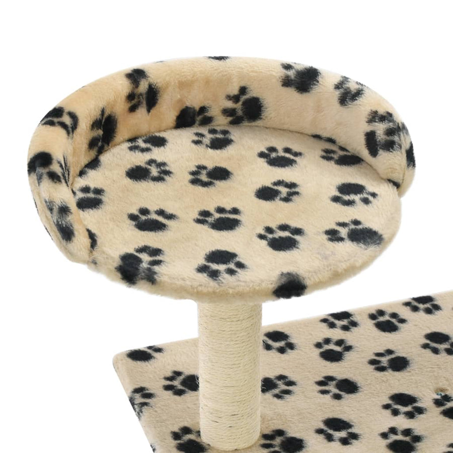 Kattenkrabpaal met sisal krabpalen 95 cm pootafdrukken beige Beige met pootafdrukken