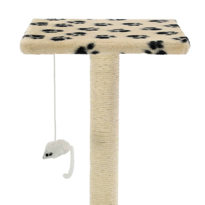 Kattenkrabpaal met sisal krabpalen 95 cm pootafdrukken beige Beige met pootafdrukken