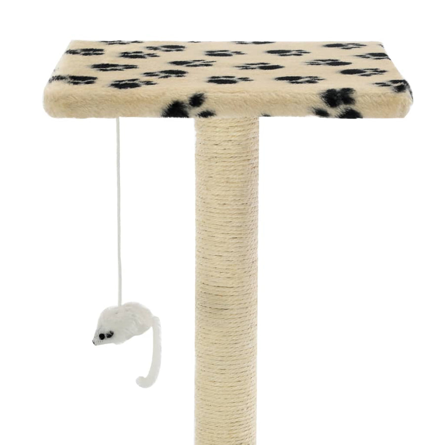 Kattenkrabpaal met sisal krabpalen 95 cm pootafdrukken beige Beige met pootafdrukken