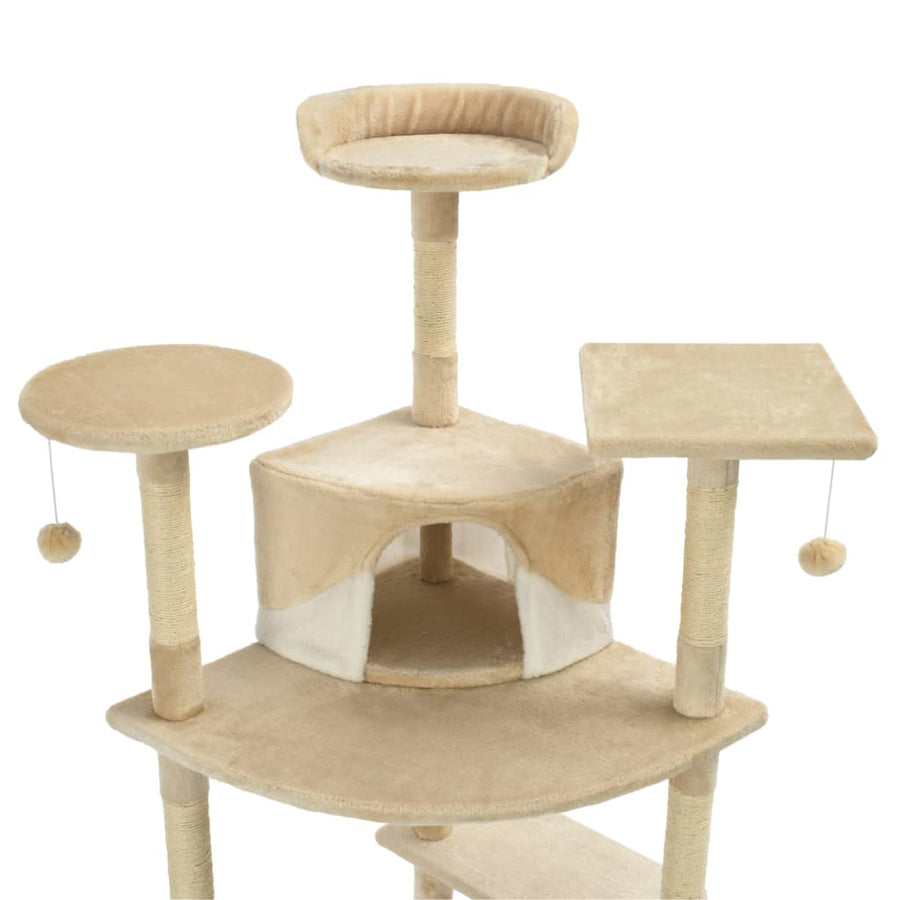 Kattenkrabpaal Met Sisal Krabpalen 203 Cm Beige En Wit