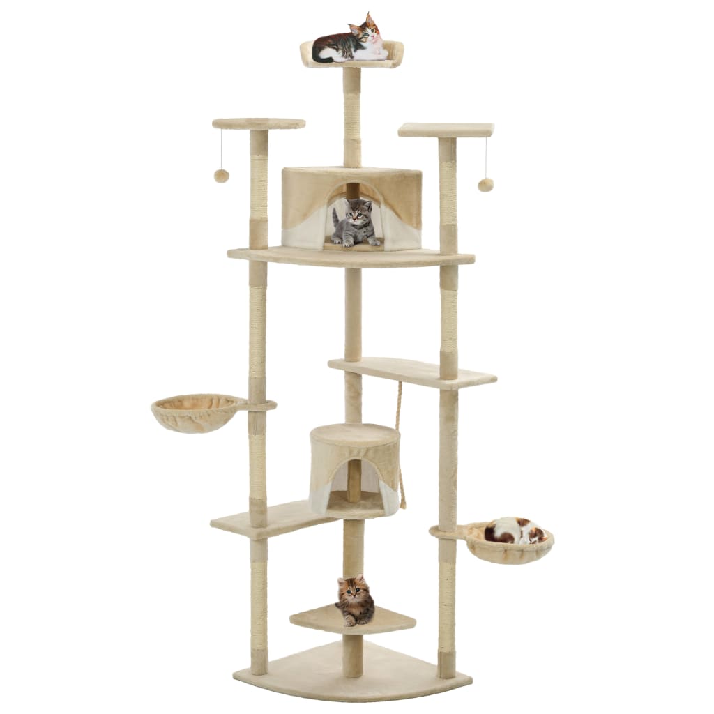 Kattenkrabpaal Met Sisal Krabpalen Beige en wit