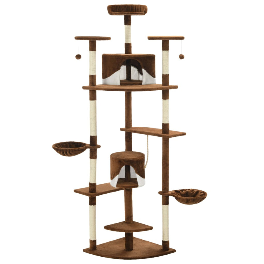 Kattenkrabpaal met sisal krabpalen 203 cm bruin en wit Bruin en wit