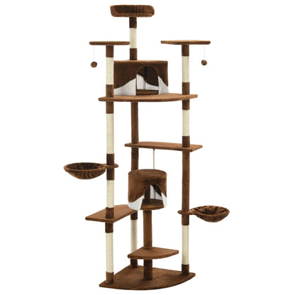 Kattenkrabpaal met sisal krabpalen 203 cm bruin en wit Bruin en wit