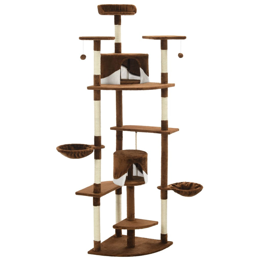Kattenkrabpaal met sisal krabpalen 203 cm bruin en wit Bruin en wit