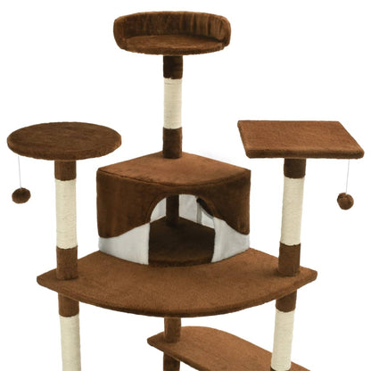 Kattenkrabpaal met sisal krabpalen 203 cm bruin en wit Bruin en wit