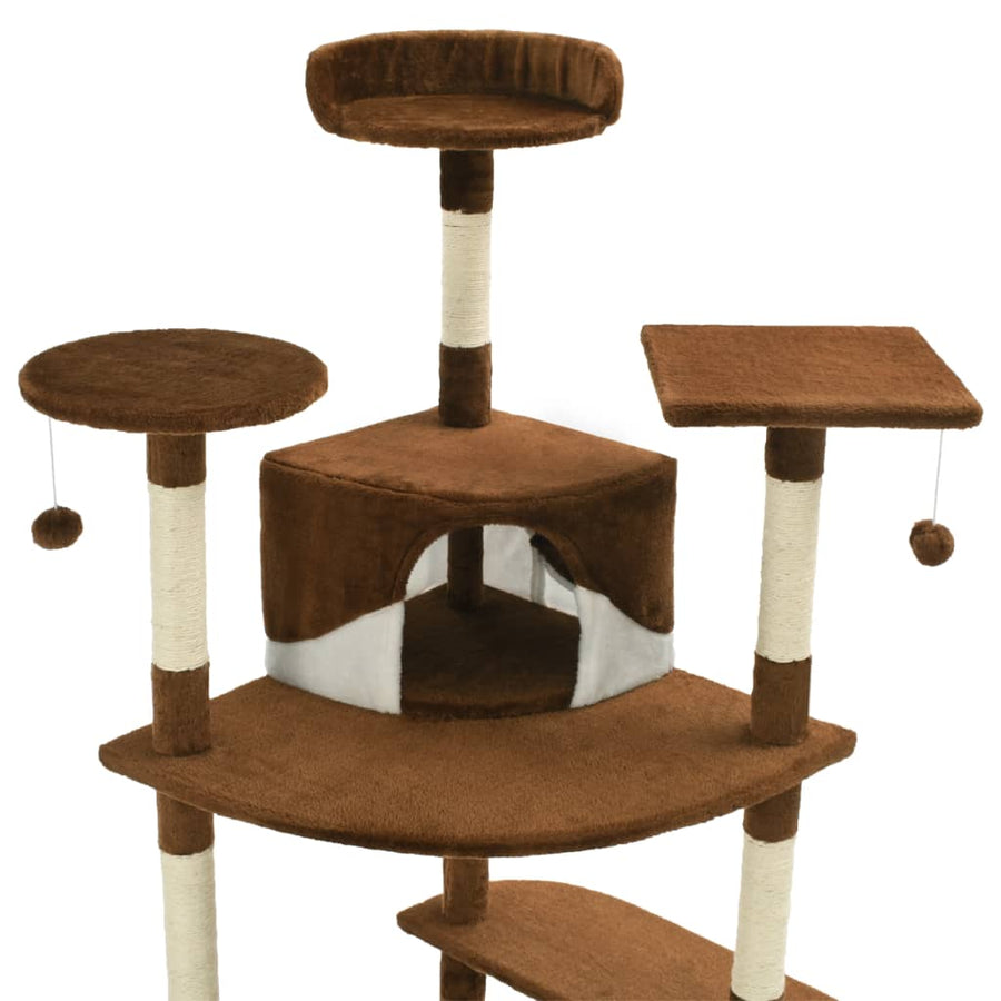 Kattenkrabpaal met sisal krabpalen 203 cm bruin en wit Bruin en wit