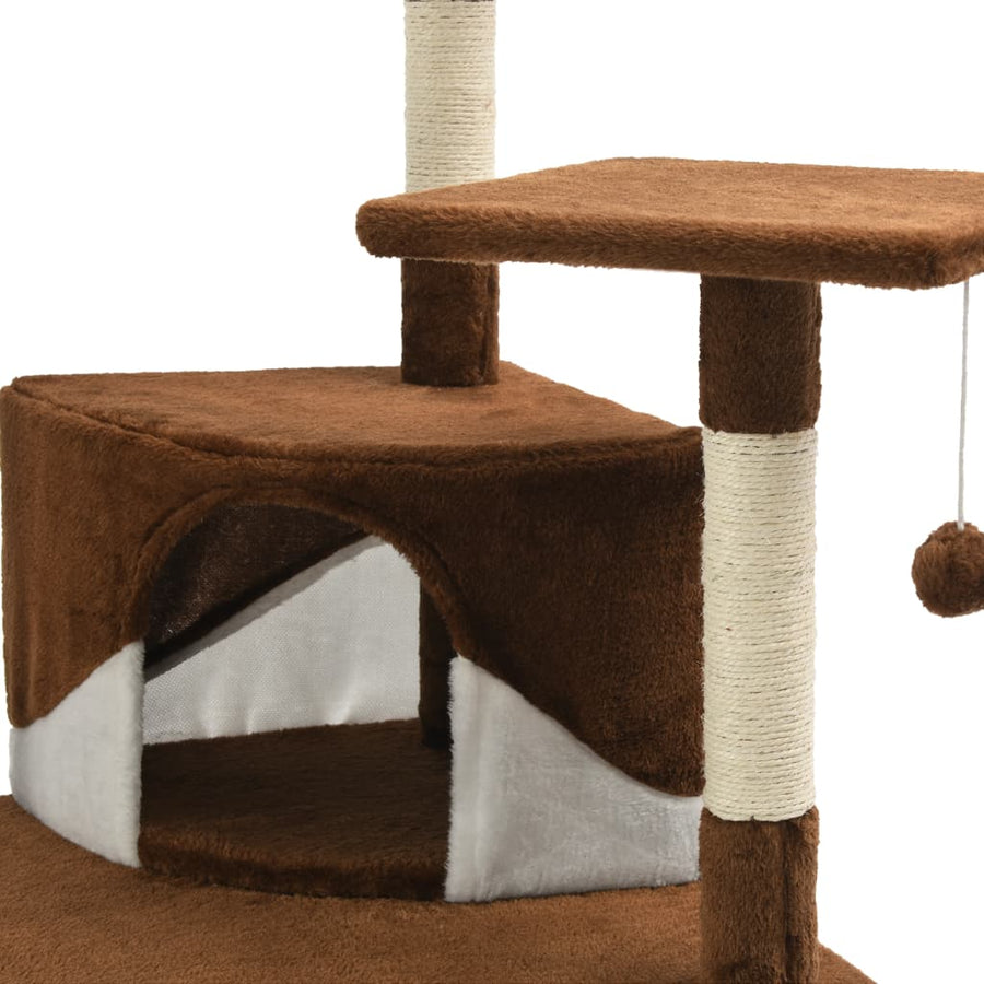 Kattenkrabpaal met sisal krabpalen 203 cm bruin en wit Bruin en wit