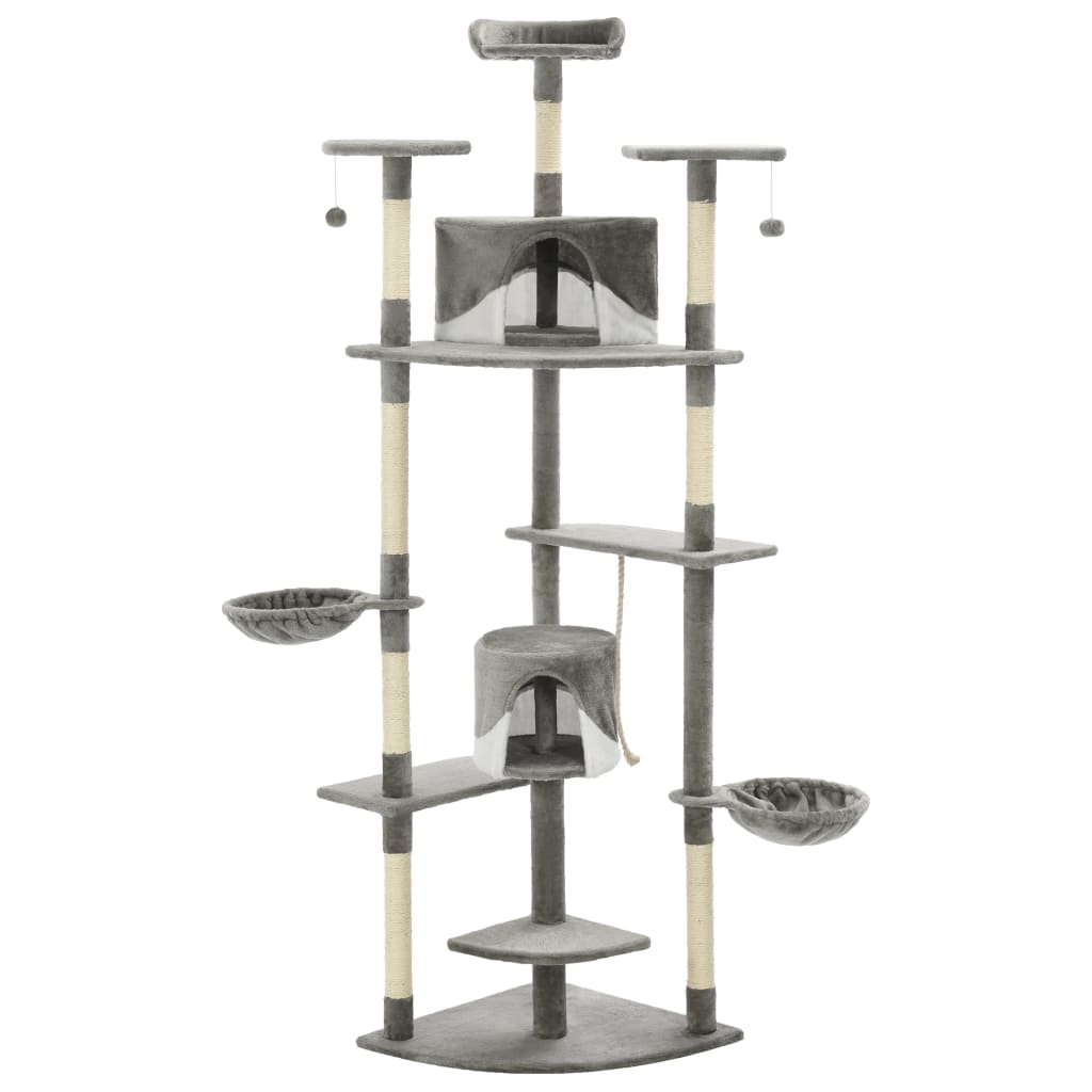 Kattenkrabpaal met sisal krabpalen 203 cm grijs en wit Grijs en wit