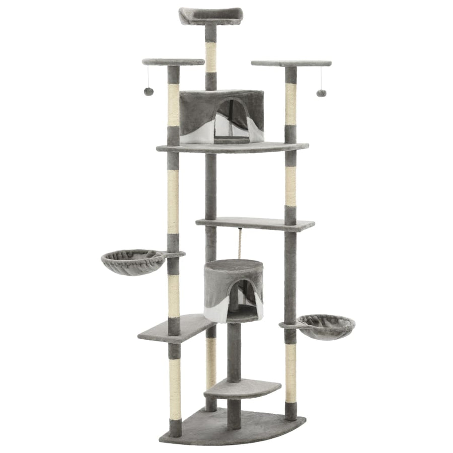 Kattenkrabpaal met sisal krabpalen 203 cm grijs en wit Grijs en wit