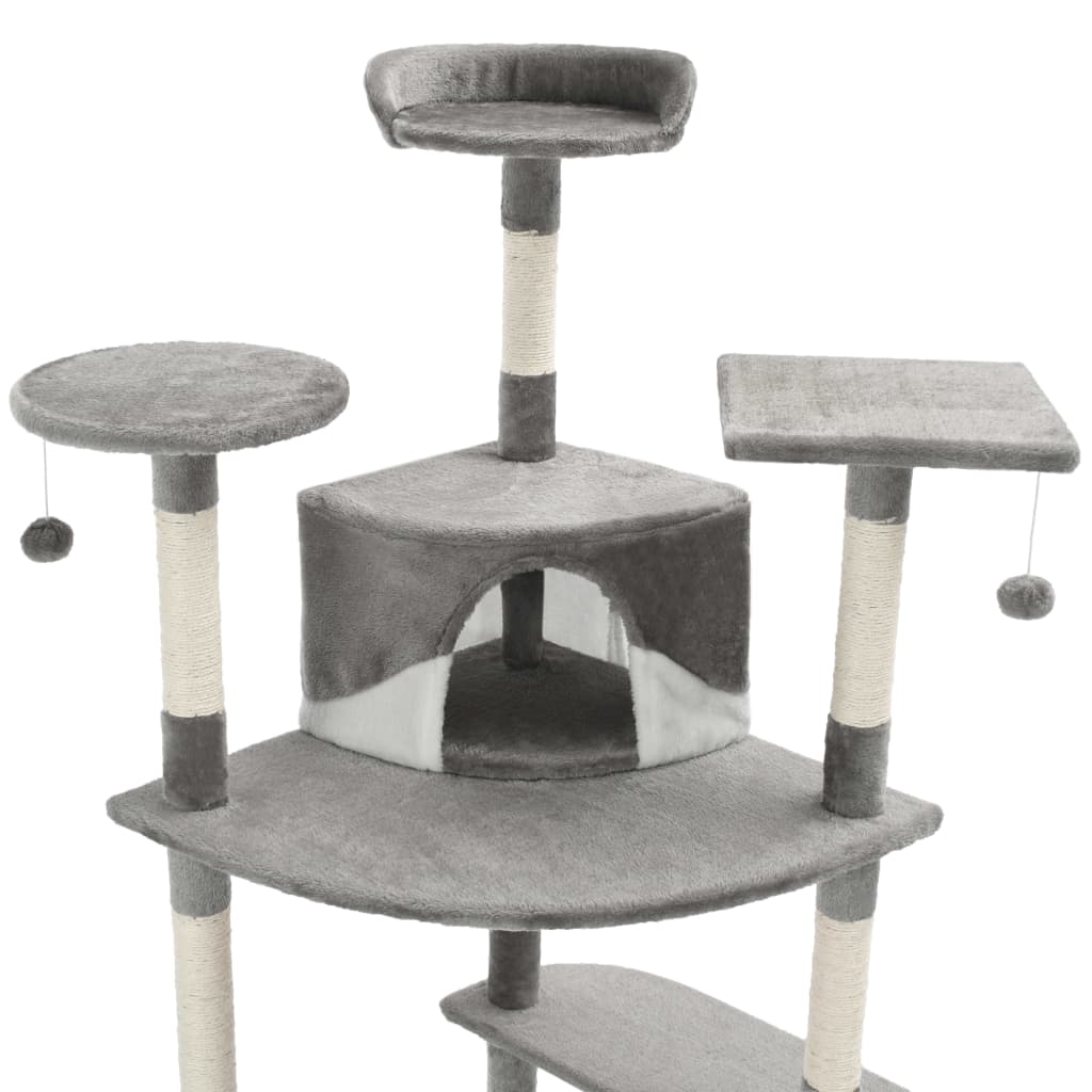Kattenkrabpaal met sisal krabpalen 203 cm grijs en wit Grijs en wit