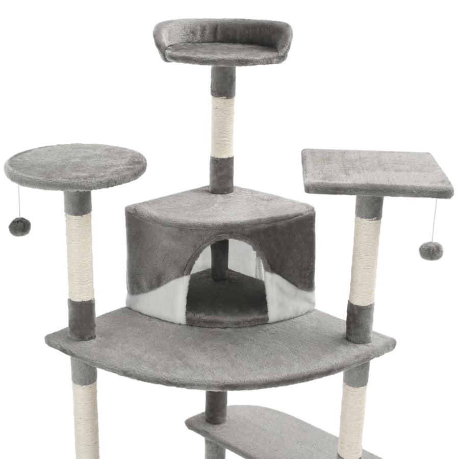 Kattenkrabpaal met sisal krabpalen 203 cm grijs en wit Grijs en wit