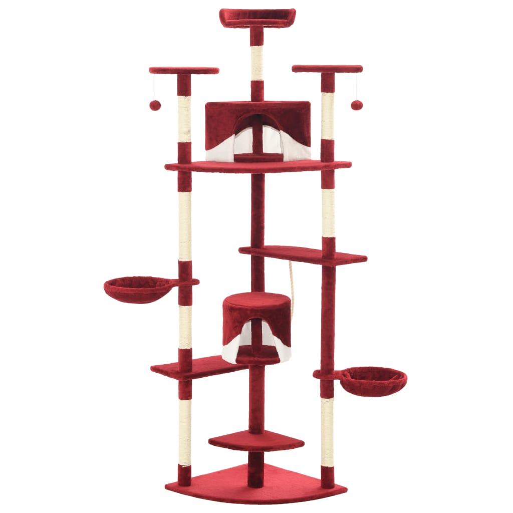 Kattenkrabpaal met sisal krabpalen 203 cm rood en wit Rood en wit