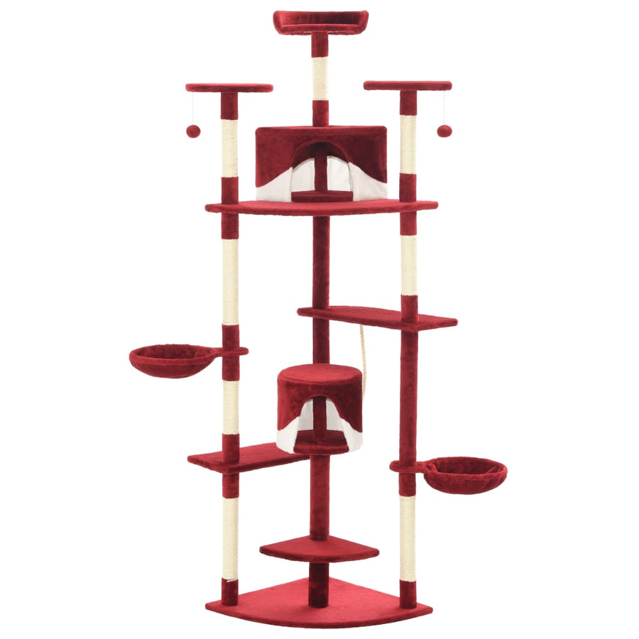 Kattenkrabpaal met sisal krabpalen 203 cm rood en wit Rood en wit