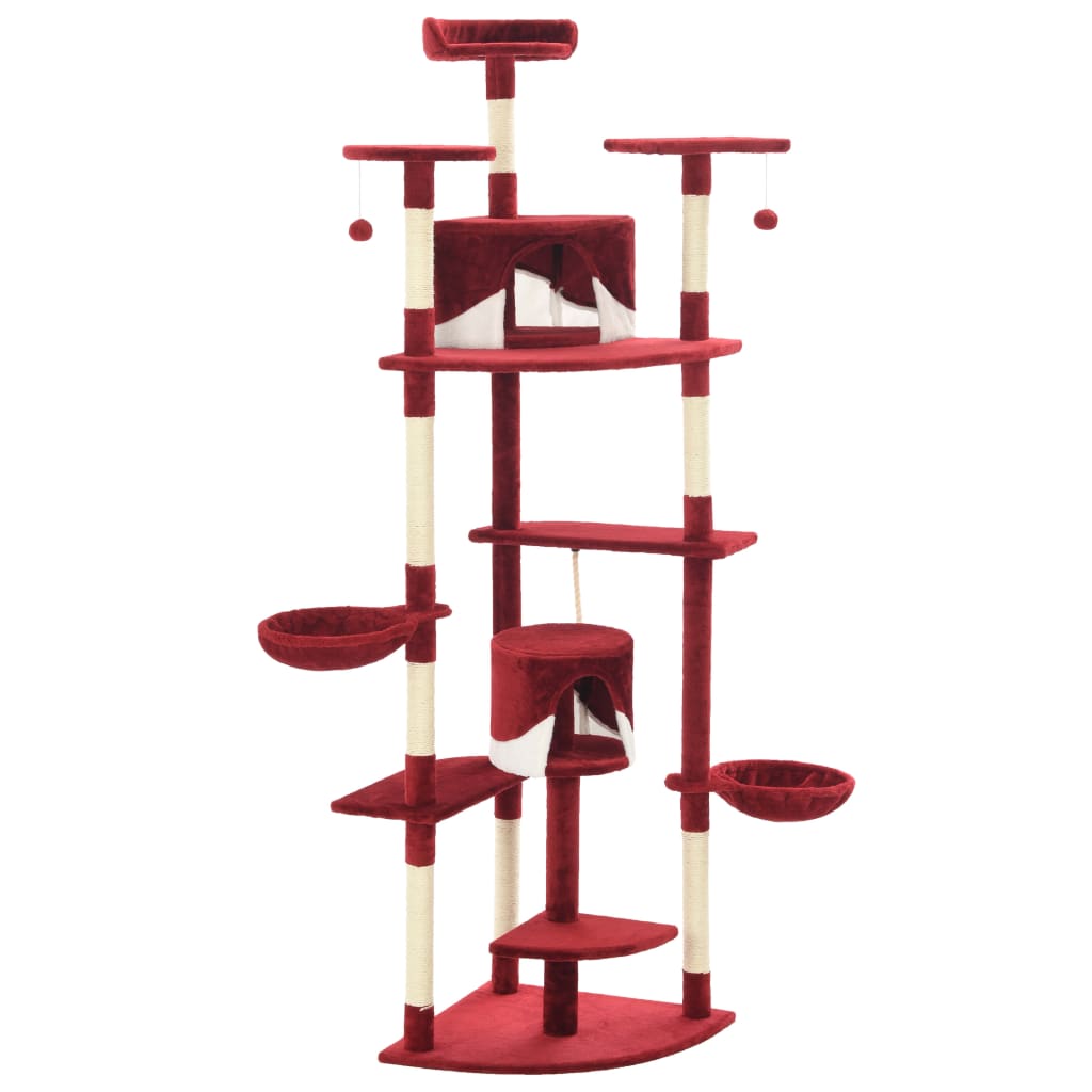 Kattenkrabpaal met sisal krabpalen 203 cm rood en wit Rood en wit