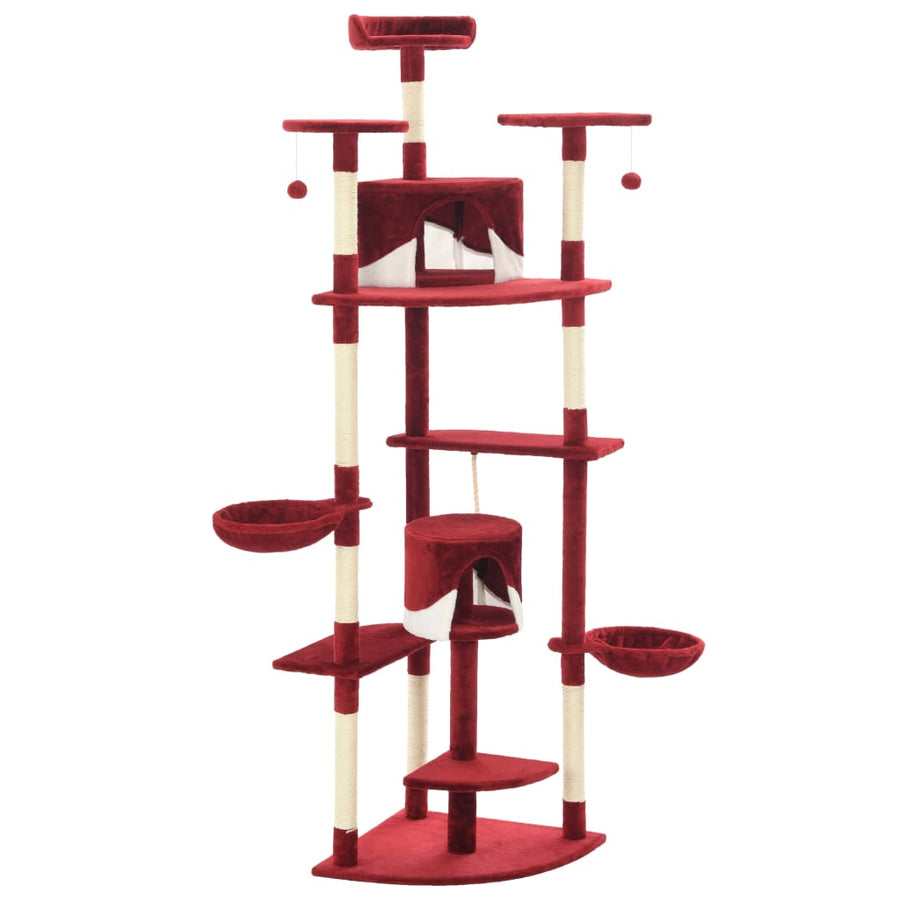 Kattenkrabpaal met sisal krabpalen 203 cm rood en wit Rood en wit