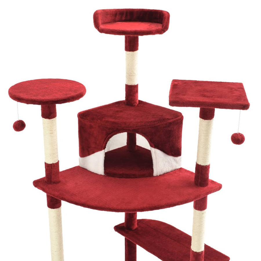 Kattenkrabpaal met sisal krabpalen 203 cm rood en wit Rood en wit