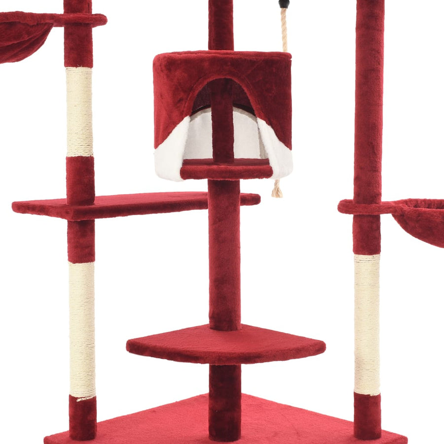 Kattenkrabpaal met sisal krabpalen 203 cm rood en wit Rood en wit