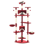 Kattenkrabpaal 203 cm rood wit sisal