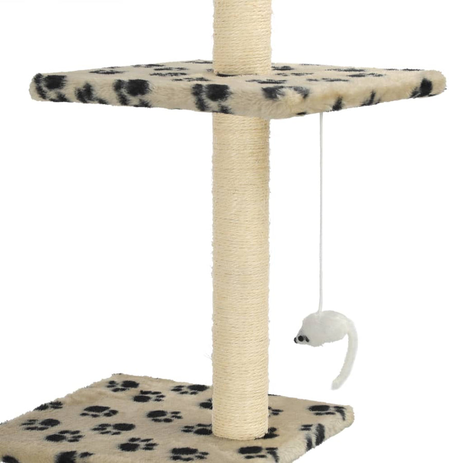 Kattenkrabpaal met sisal krabpalen 260 cm pootafdrukken beige Beige met pootafdrukken