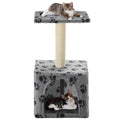 Cat scratching post with sisal scratcher 55 cm paw prints grey