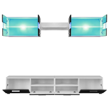 Tv-Wandmeubelset Met Led-Verlichting Hoogglans 5-Delig Zwart