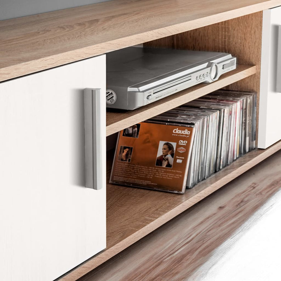 Tv-Wandmeubel Met Led-Verlichting Sonoma Eiken en wit