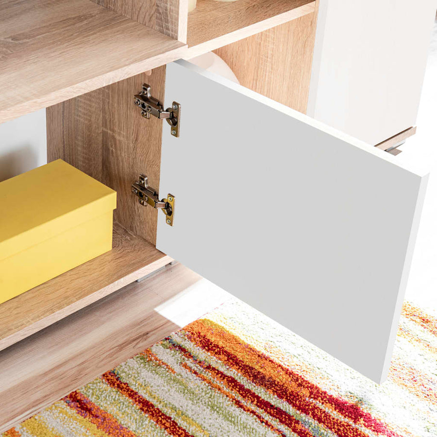 Tv-Wandmeubel Met Led-Verlichting Sonoma Eiken en wit