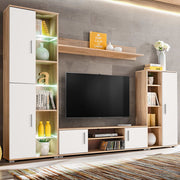 Tv-wandmeubel Sonoma eiken wit met LED