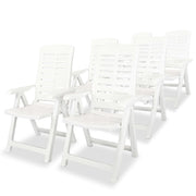 Garden chairs 6 pcs adjustable plastic white