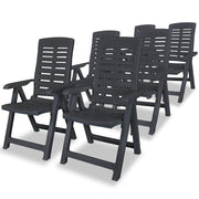 Garden chairs 6 pcs adjustable plastic anthracite-colored