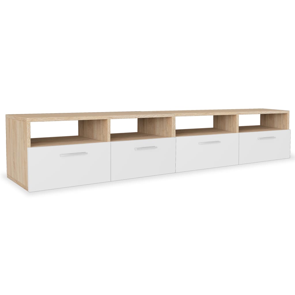 Tv-Meubels 95X35X36 Cm Spaanplaat Kleurig En St Eiken en wit