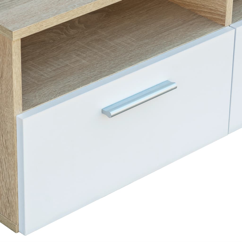 Tv-Meubels 95X35X36 Cm Spaanplaat Kleurig En St Eiken en wit