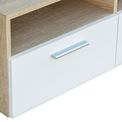 Tv-Meubels 95X35X36 Cm Spaanplaat Kleurig En St Eiken en wit
