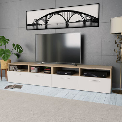 Tv-Meubels 95X35X36 Cm Spaanplaat Kleurig En St Eiken en wit