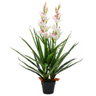 Artificial Plant with Pot Cymbidium Orchid 100 cm Green
