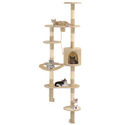 Kattenkrabpaal wandmontage 194 cm beige sisal