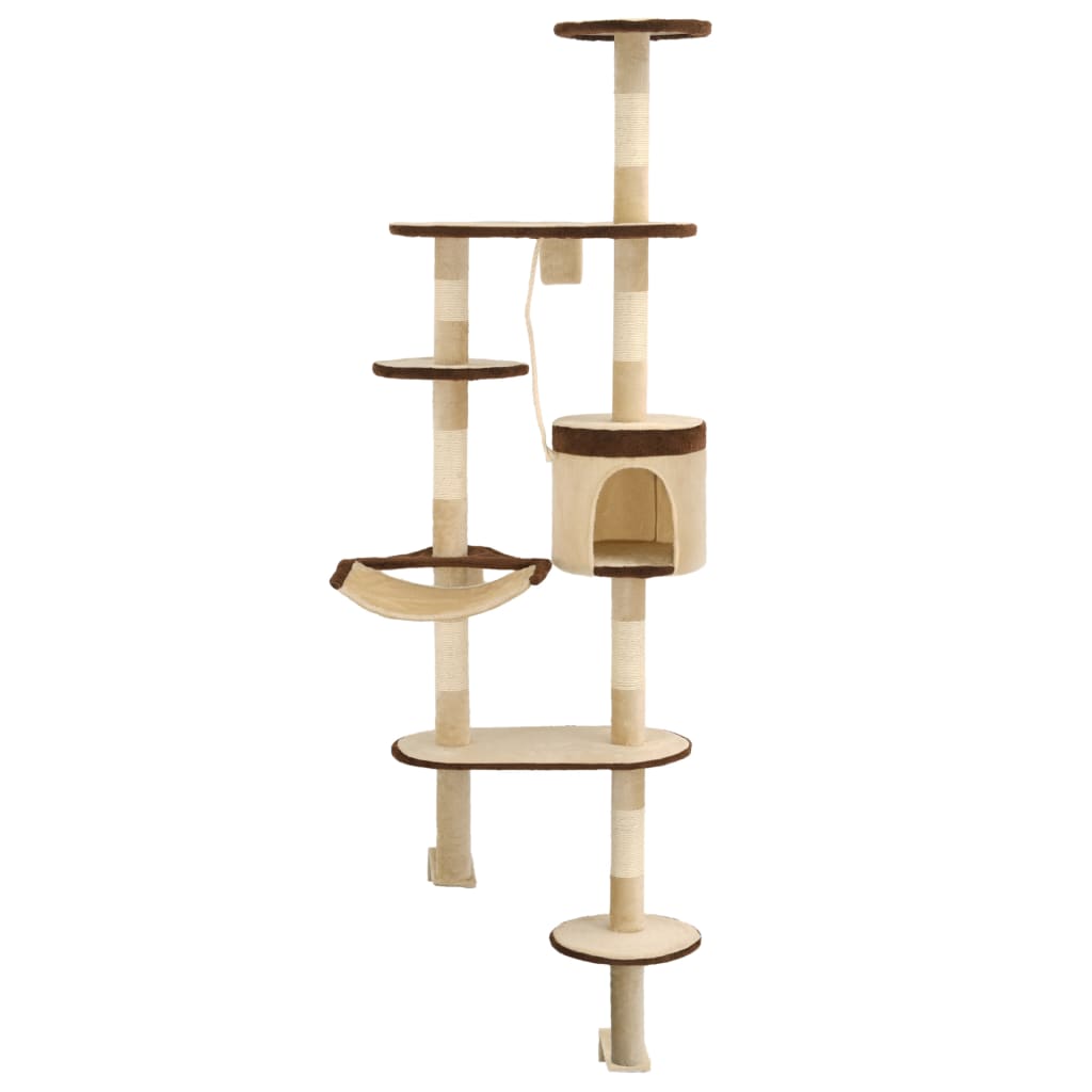 Kattenkrabpaal Met Krabpalen Wandmontage 194 Cm Beige en bruin
