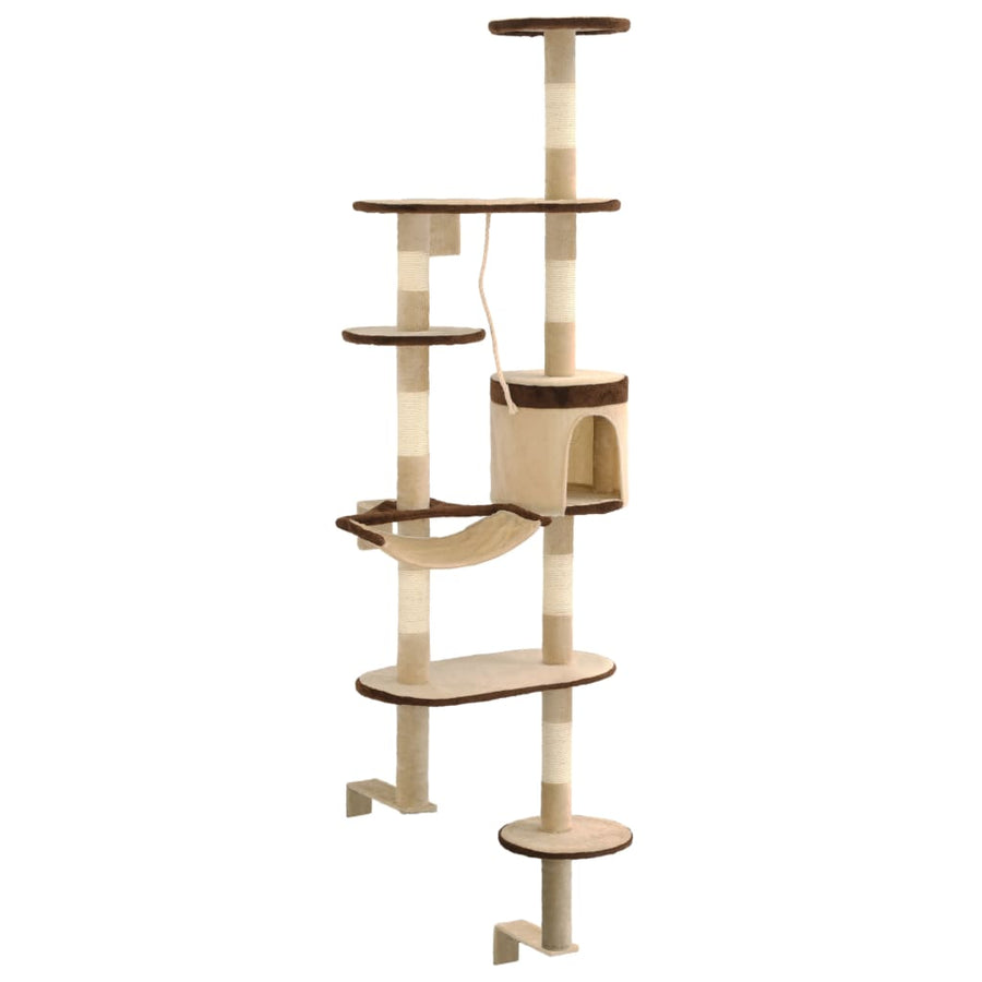 Kattenkrabpaal Met Krabpalen Wandmontage 194 Cm Beige en bruin