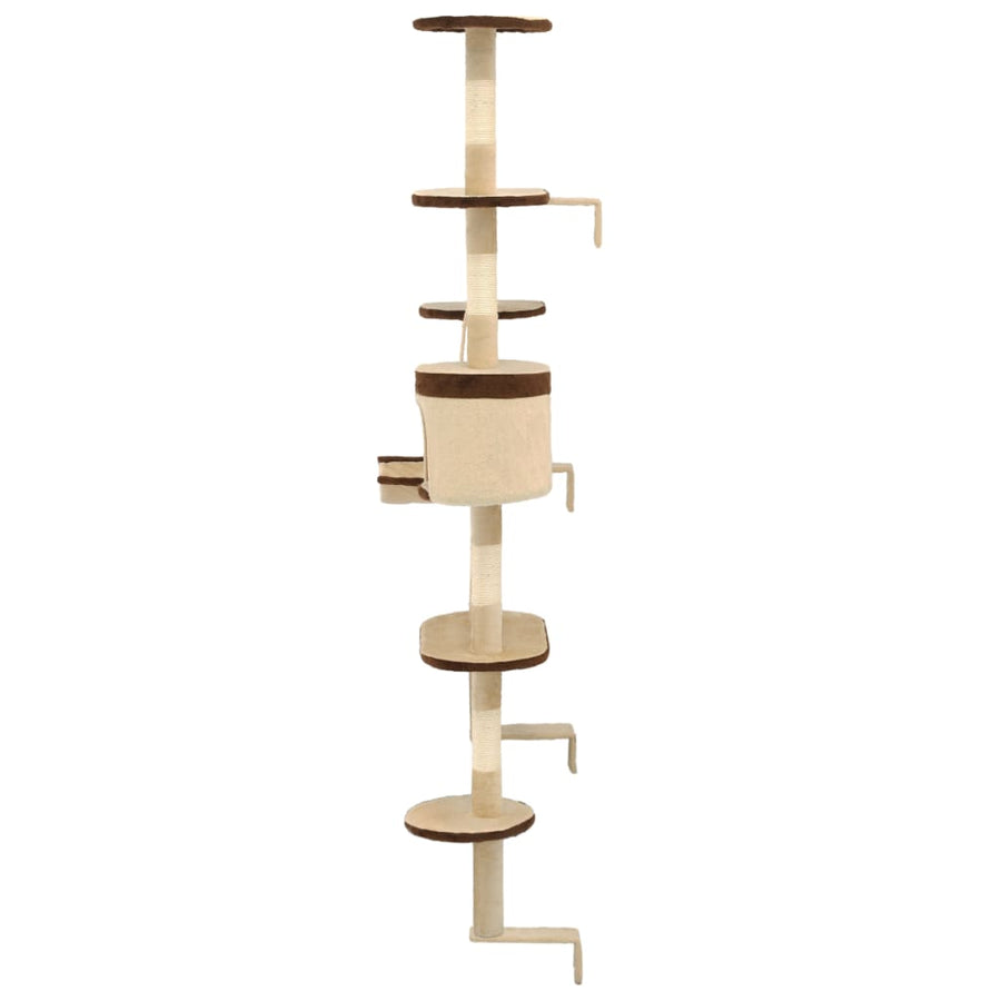 Kattenkrabpaal Met Krabpalen Wandmontage 194 Cm Beige en bruin