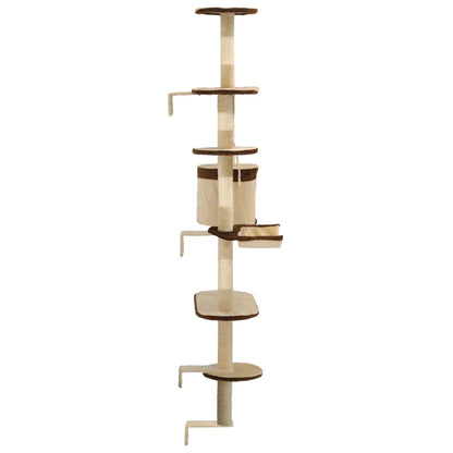 Kattenkrabpaal Met Krabpalen Wandmontage 194 Cm Beige en bruin
