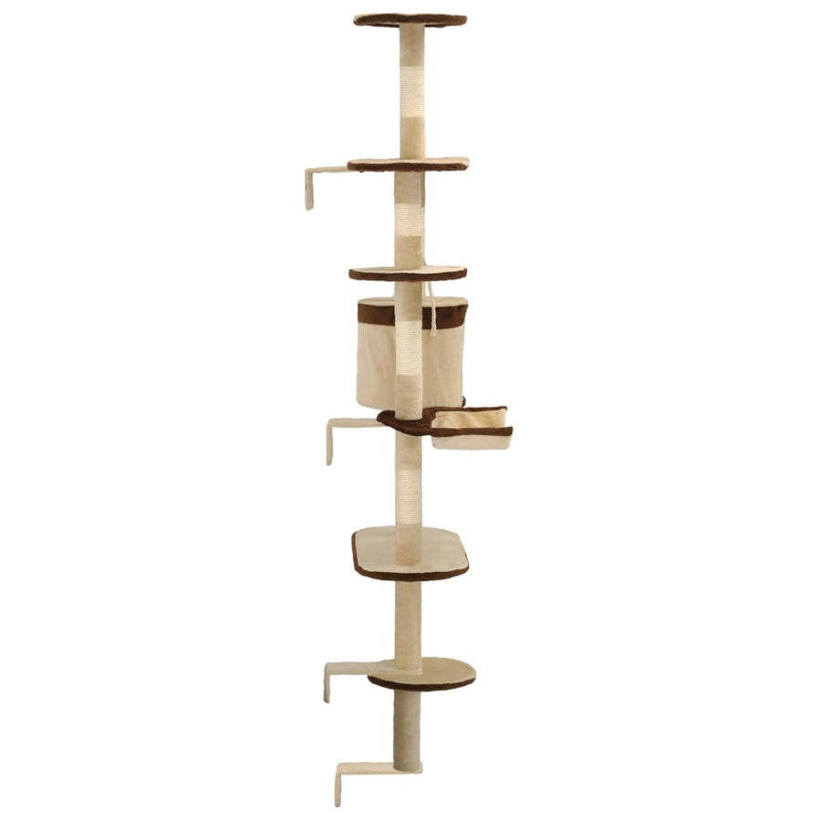 Kattenkrabpaal Met Krabpalen Wandmontage 194 Cm Beige en bruin