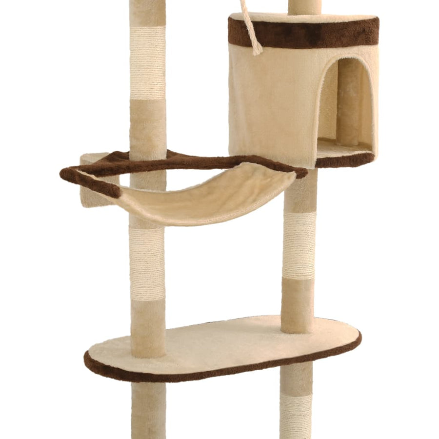 Kattenkrabpaal Met Krabpalen Wandmontage 194 Cm Beige en bruin
