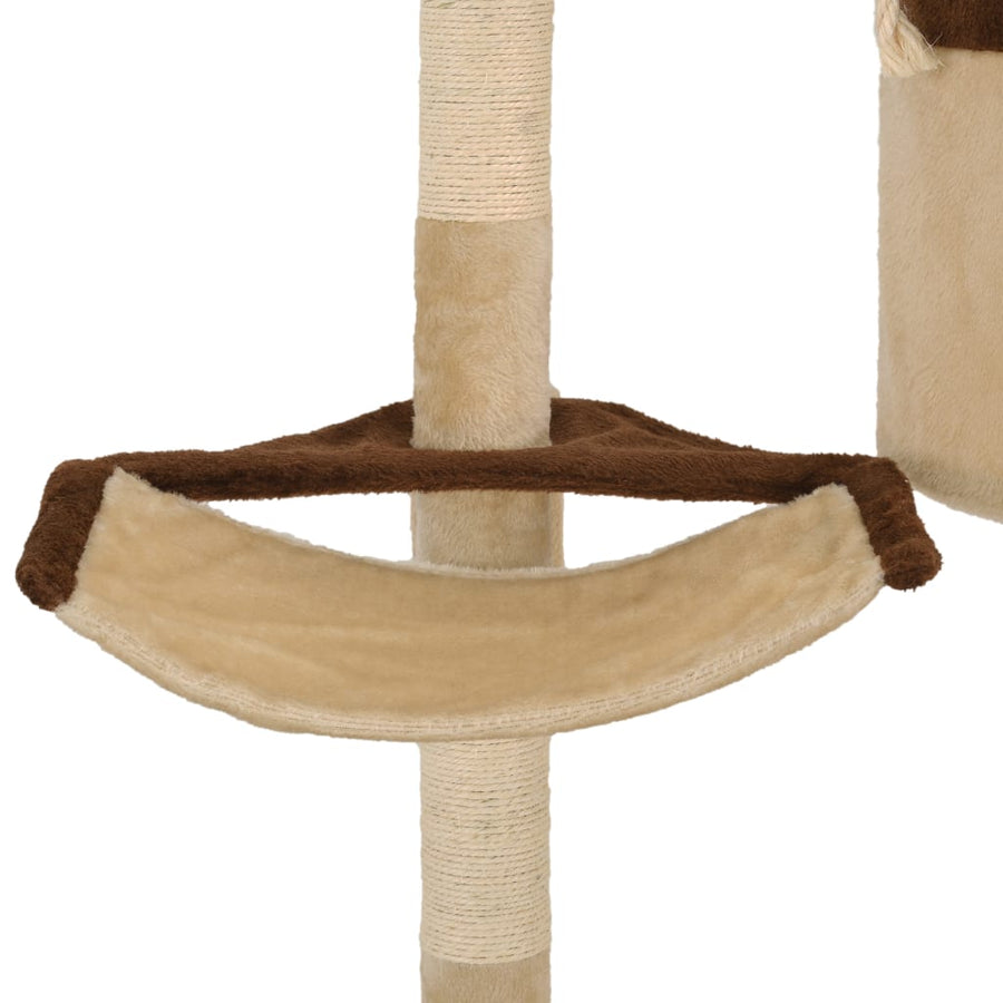 Kattenkrabpaal Met Krabpalen Wandmontage 194 Cm Beige en bruin