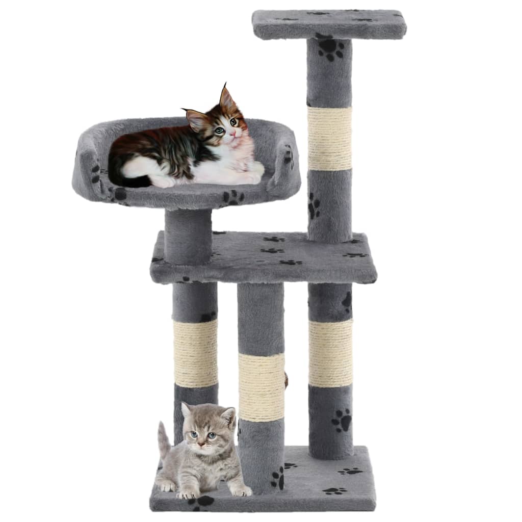 Kattenkrabpaal Met Sisal Krabpalen 65 Cm Pootafdrukken Grijs Grijs met pootafdrukken