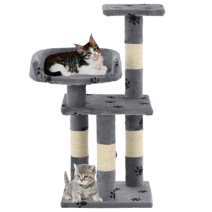 Kattenkrabpaal Met Sisal Krabpalen 65 Cm Pootafdrukken Grijs Grijs met pootafdrukken