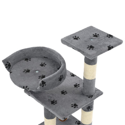Kattenkrabpaal Met Sisal Krabpalen 65 Cm Pootafdrukken Grijs Grijs met pootafdrukken