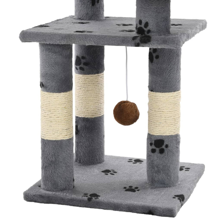 Kattenkrabpaal Met Sisal Krabpalen 65 Cm Pootafdrukken Grijs Grijs met pootafdrukken