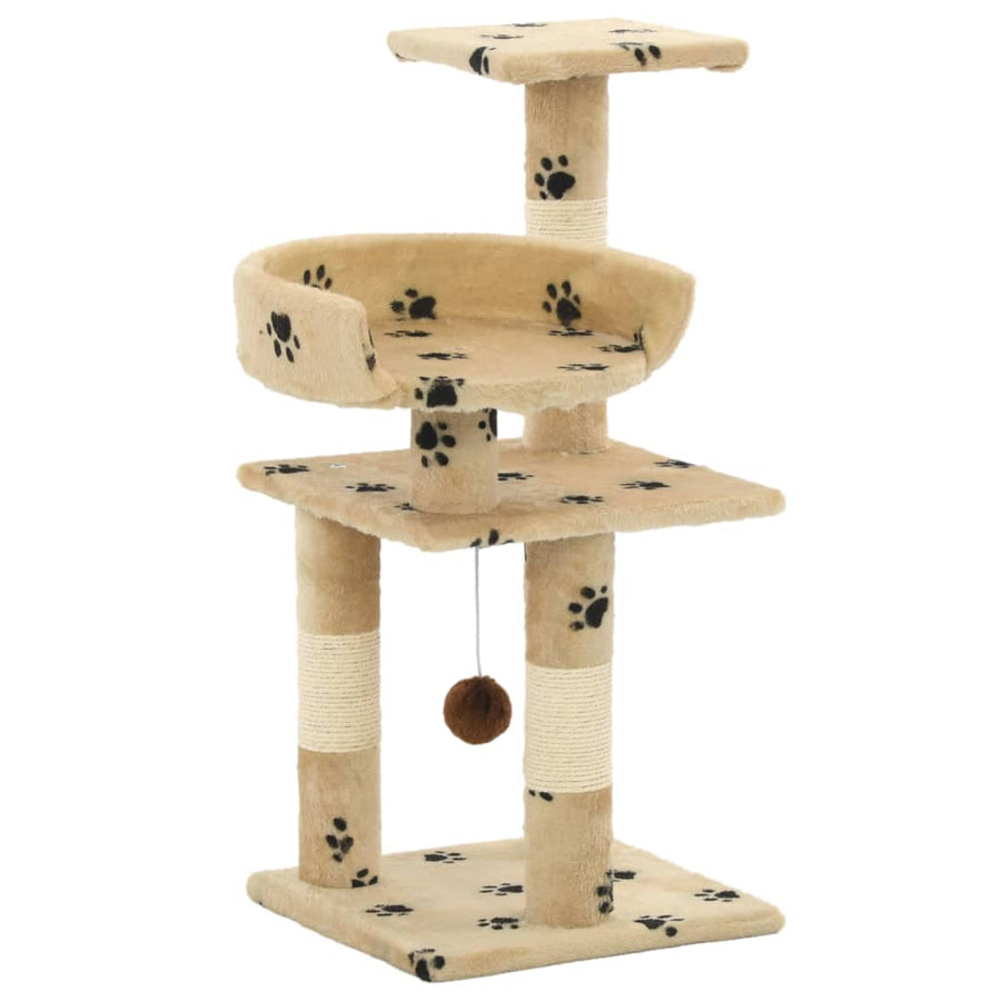 Kattenkrabpaal met sisal krabpalen 65 cm pootafdrukken beige Geel met pootafdrukken